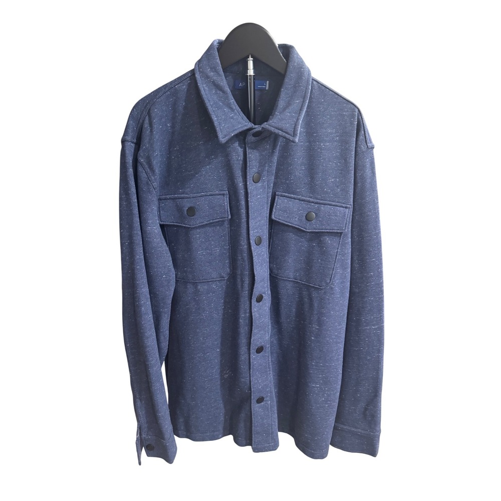 Apt. 9 Mens Blue Marled Knit Button Down Shirt Jacket Large RN73277 - Picture 2 of 9